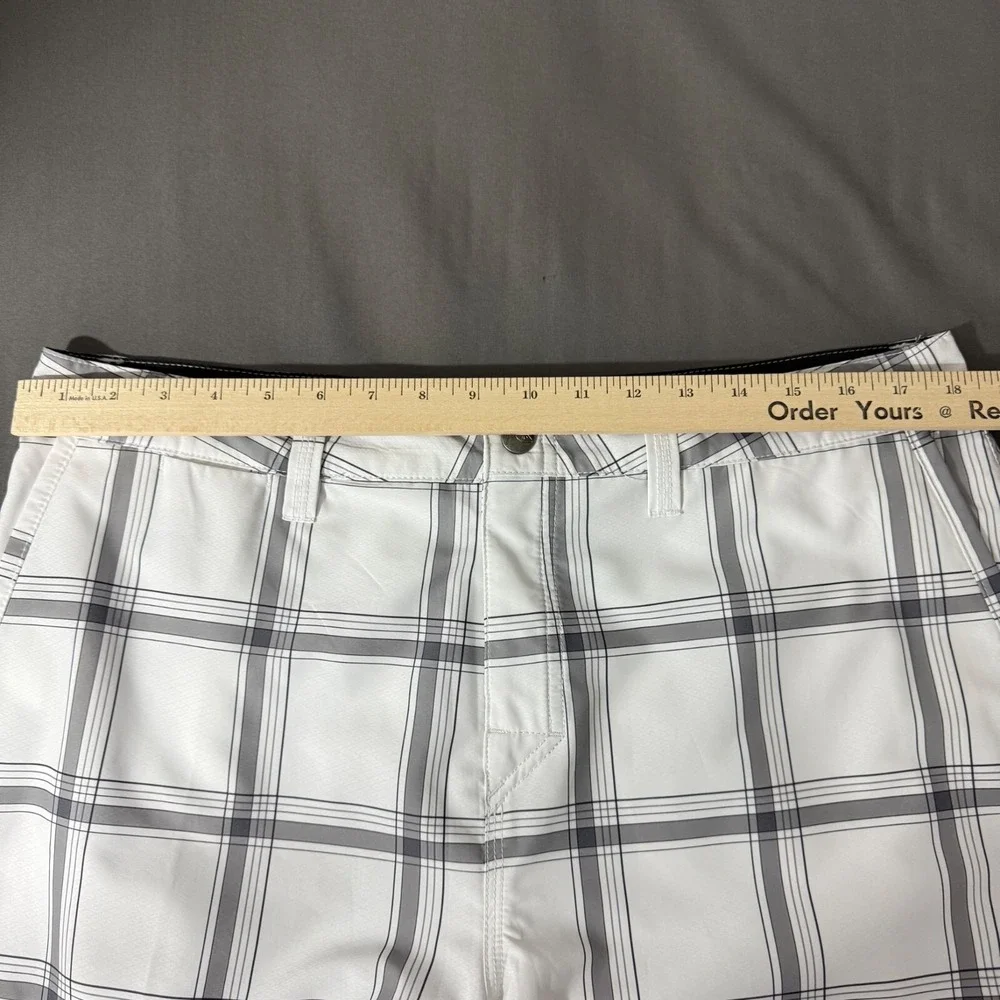 Quiksilver Hybrid Shorts Mens 36 White Plaid‎ Amphibians Board Shorts Stretch